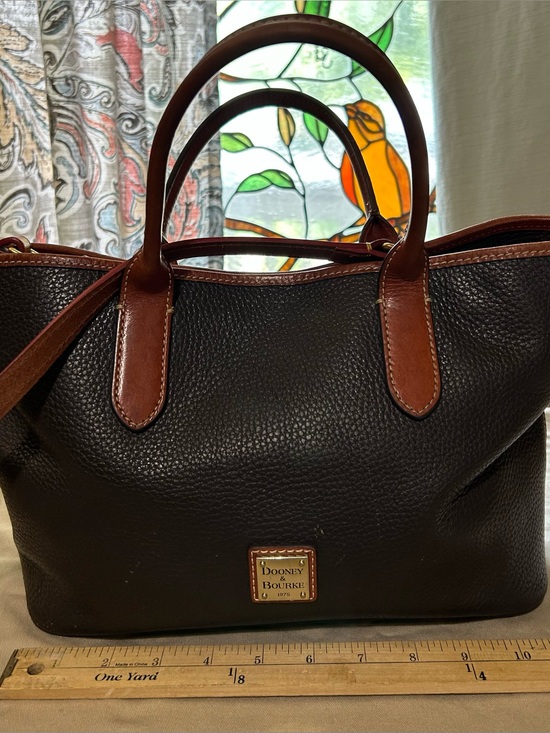 Dooney & Bourke Handbags - Dooney & Bourke Dark Brown Pebbled Leather Tote